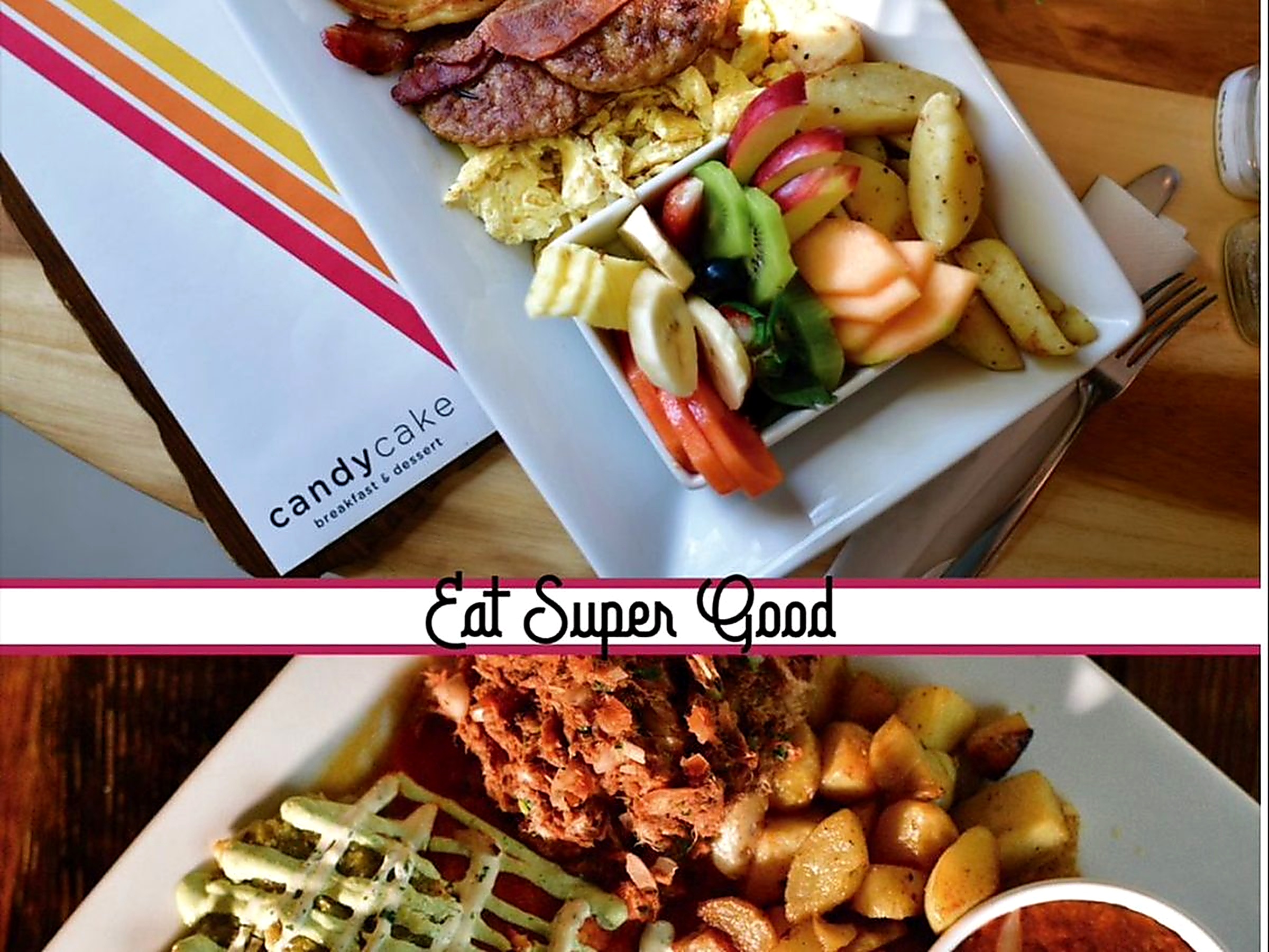 Breakfast dishes at Candy Cake in Puerto Peñasco