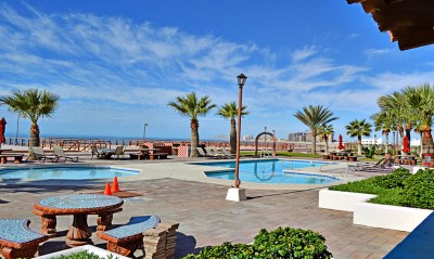 Pool and ocean views from the resort grounds