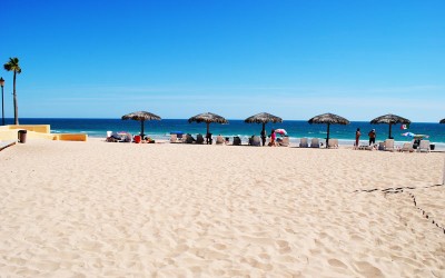 Beach palapas on Sandy Beach