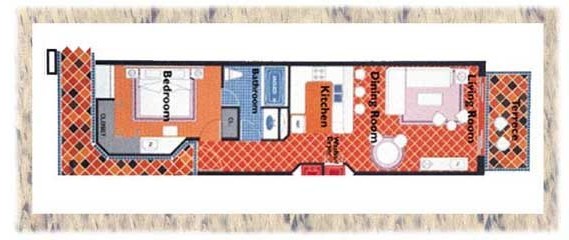 Princesa de Peñasco one-bedroom condo floor plan