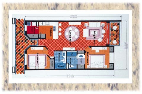 Princesa de Peñasco two-bedroom condo floor plan