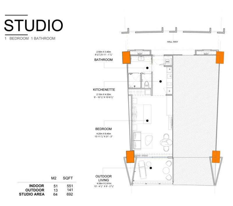 Studio floor plan at Sonoran Star Resort